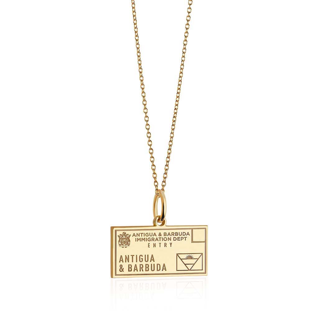 Antigua and Barbuda Passport Stamp Charm Solid Gold