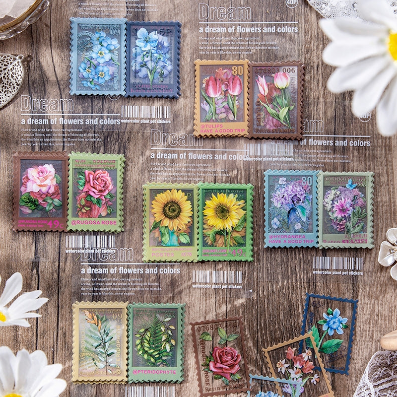 Flower Post Series Clear Transparent Plant Stamp Sticker Pack