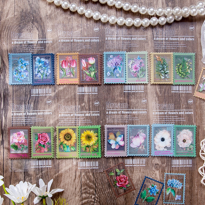 Flower Post Series Clear Transparent Plant Stamp Sticker Pack