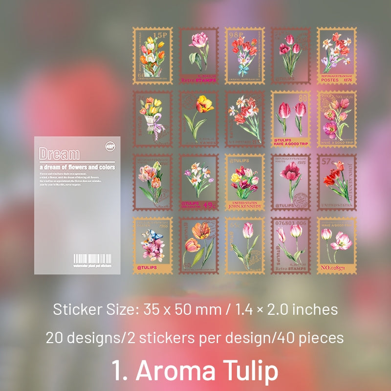 Flower Post Series Clear Transparent Plant Stamp Sticker Pack
