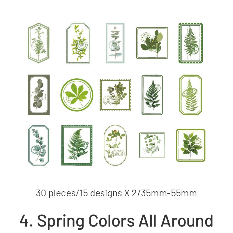 Flowers in the Fog Series Retro Plant Frame Clear Transparent Sticker Pack