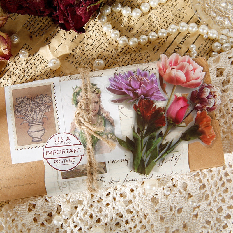Gentle Bliss Series Retro Plant Flower Stickers