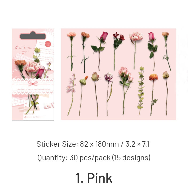 Gentle Bliss Series Retro Plant Flower Stickers
