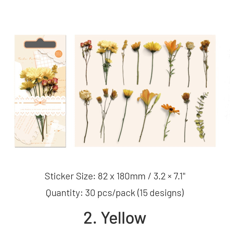 Gentle Bliss Series Retro Plant Flower Stickers