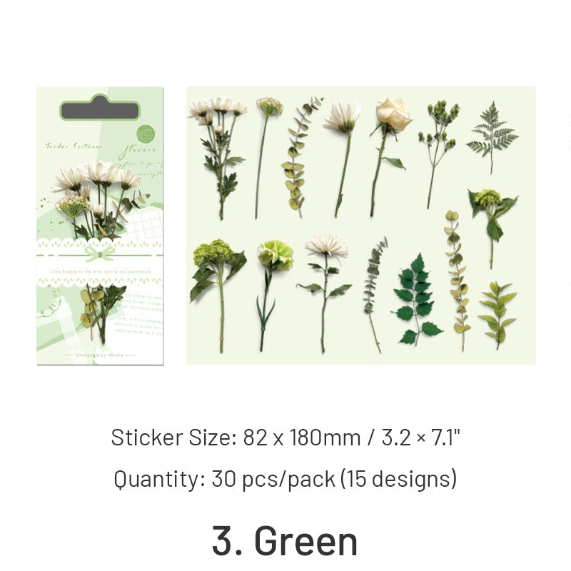 Gentle Bliss Series Retro Plant Flower Stickers
