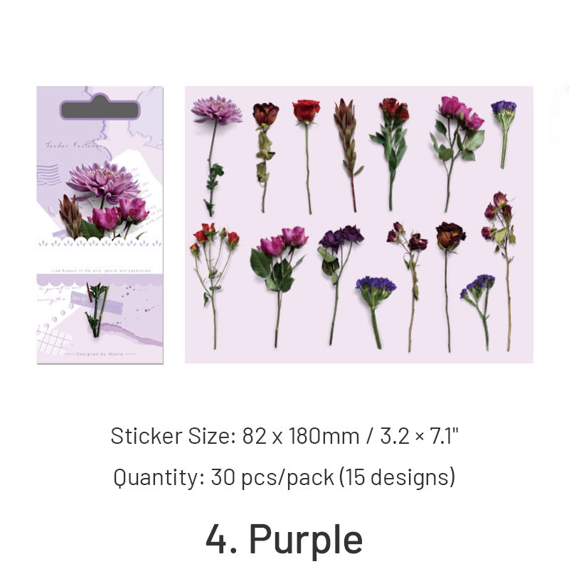 Gentle Bliss Series Retro Plant Flower Stickers