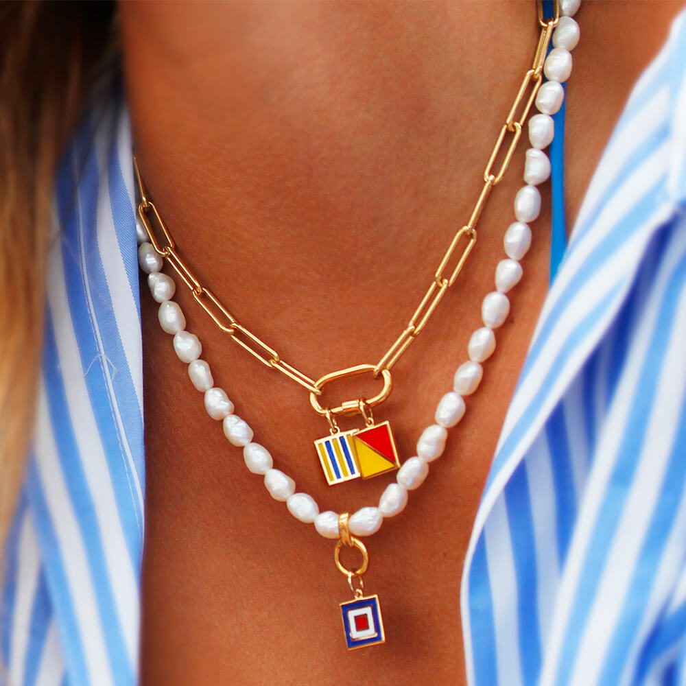 Letter Z, Nautical Flag Solid Gold Mini Charm