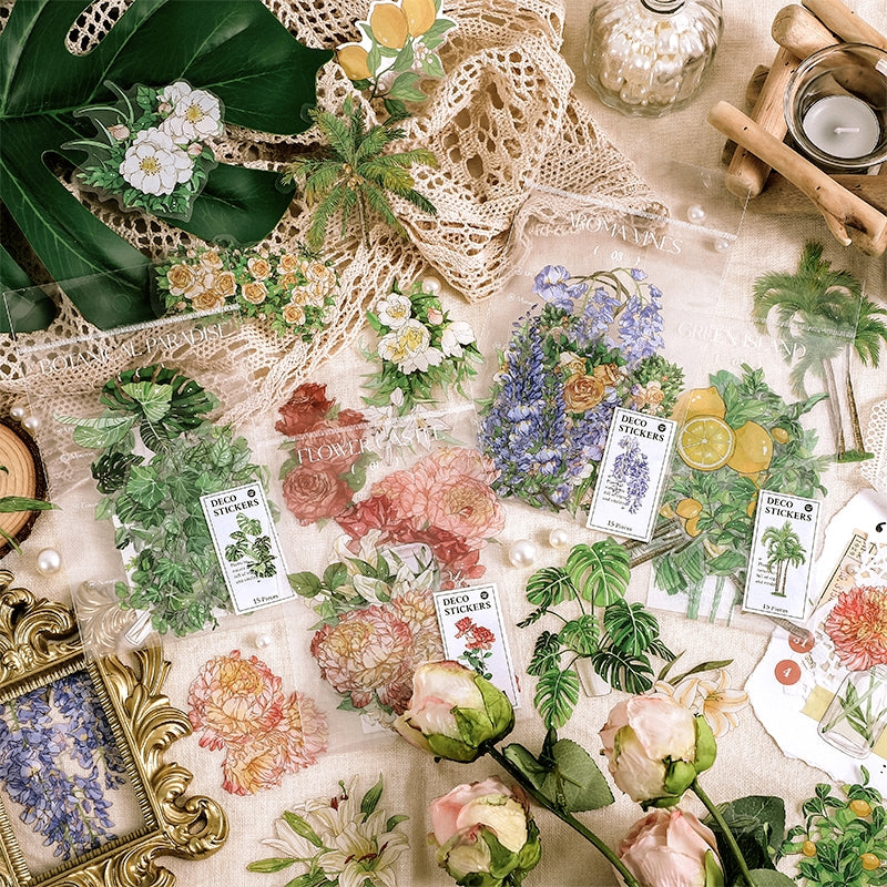 Green Island Garden Series Plant Flower Stickers