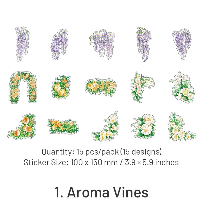 Green Island Garden Series Plant Flower Stickers