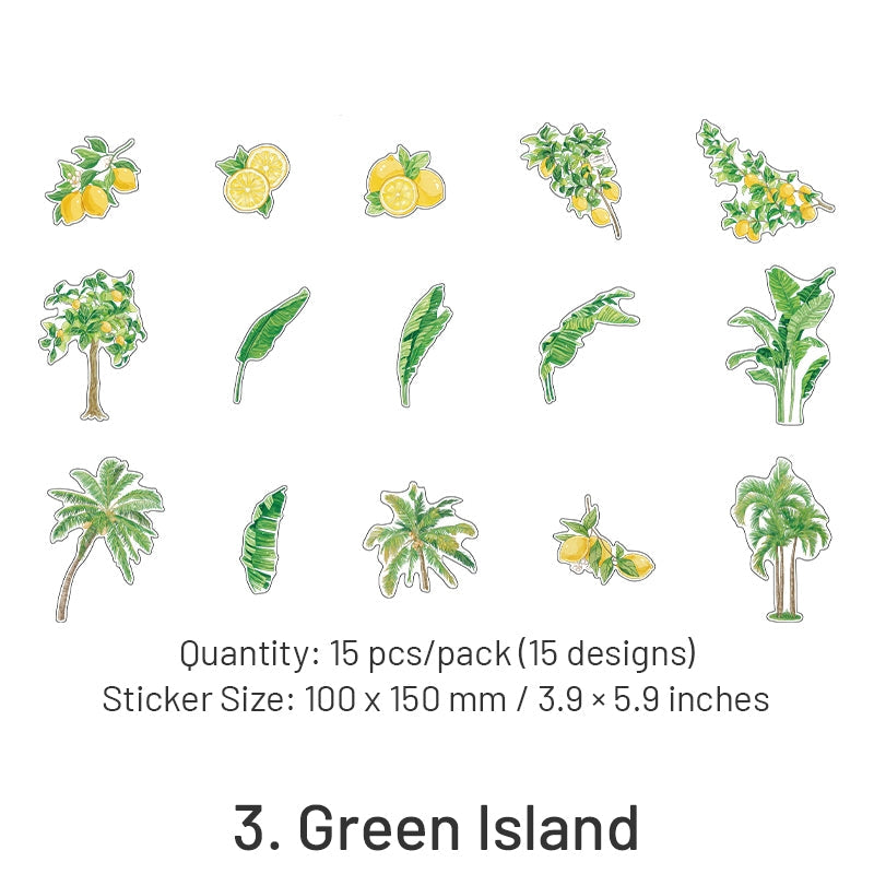 Green Island Garden Series Plant Flower Stickers