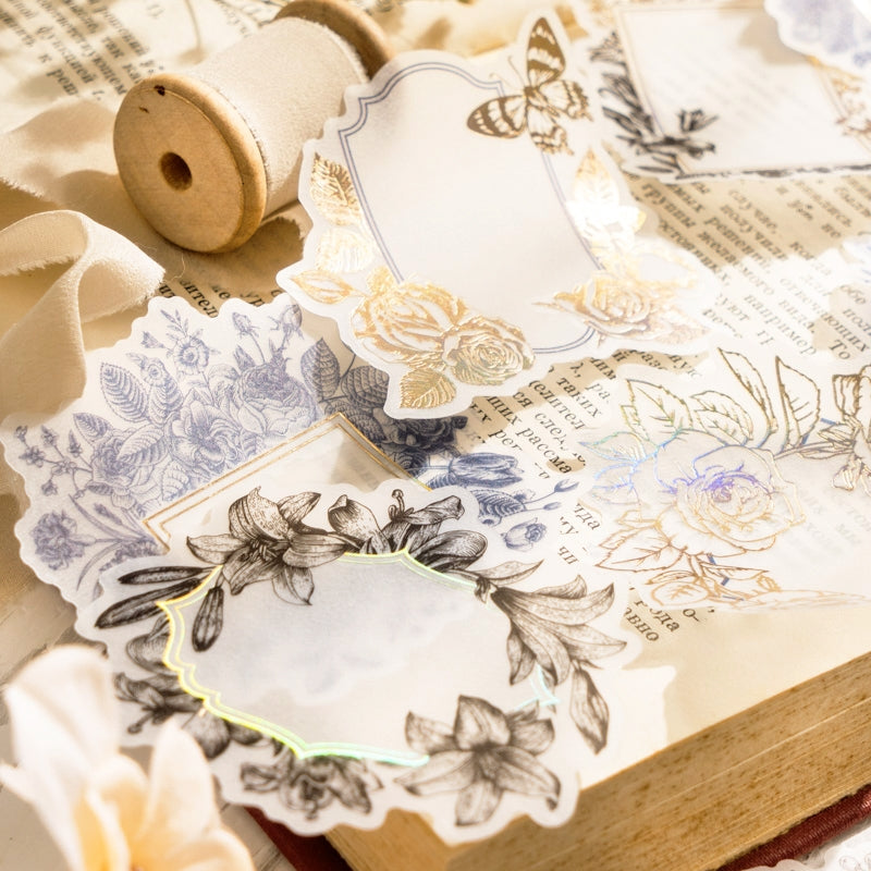 Remaining Temperature Series Vintage Plant Frame Sulfuric Acid Paper Stickers