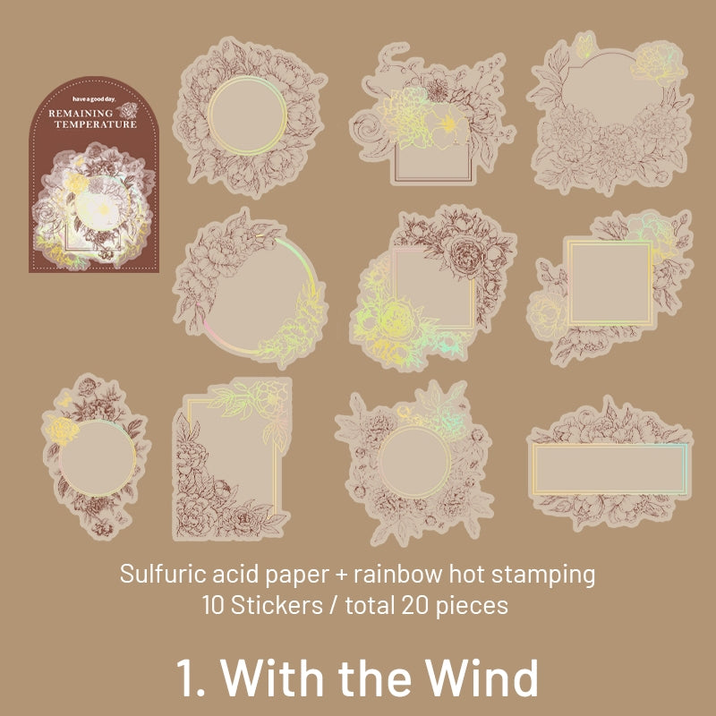 Remaining Temperature Series Vintage Plant Frame Sulfuric Acid Paper Stickers