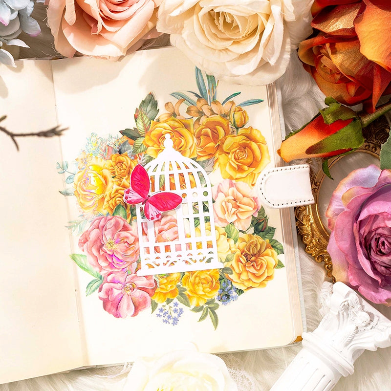 Rose Rendezvous Series 3D Holographic Rose Clear Transparent Stickers