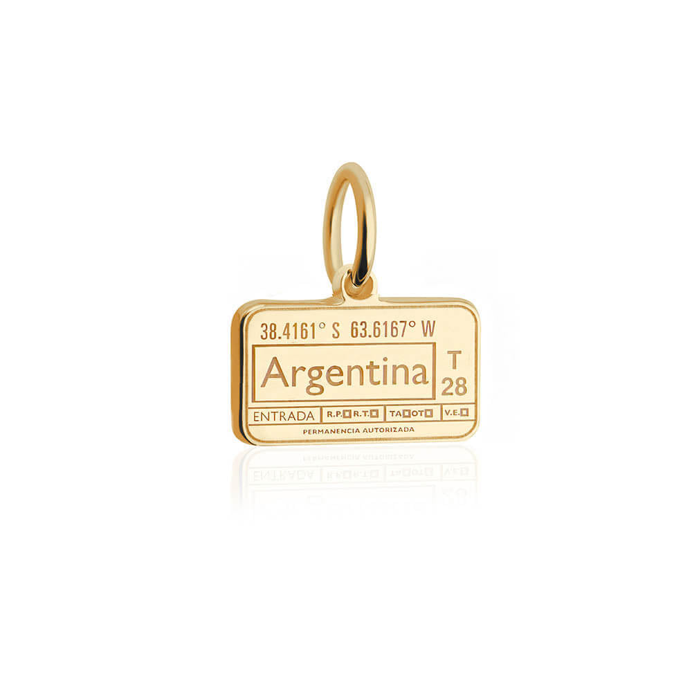 Argentina Passport Stamp Charm Mini Solid Gold