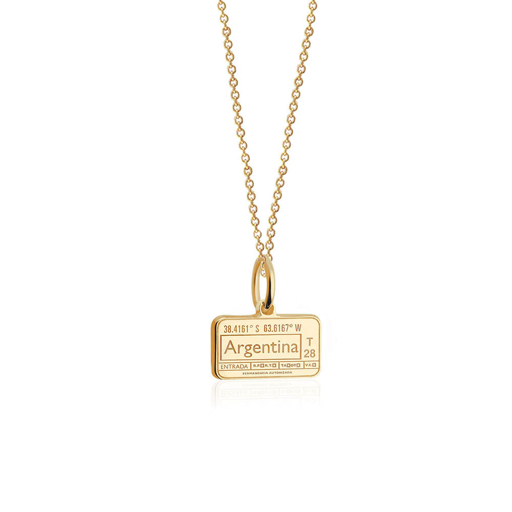 Argentina Passport Stamp Charm Mini Solid Gold