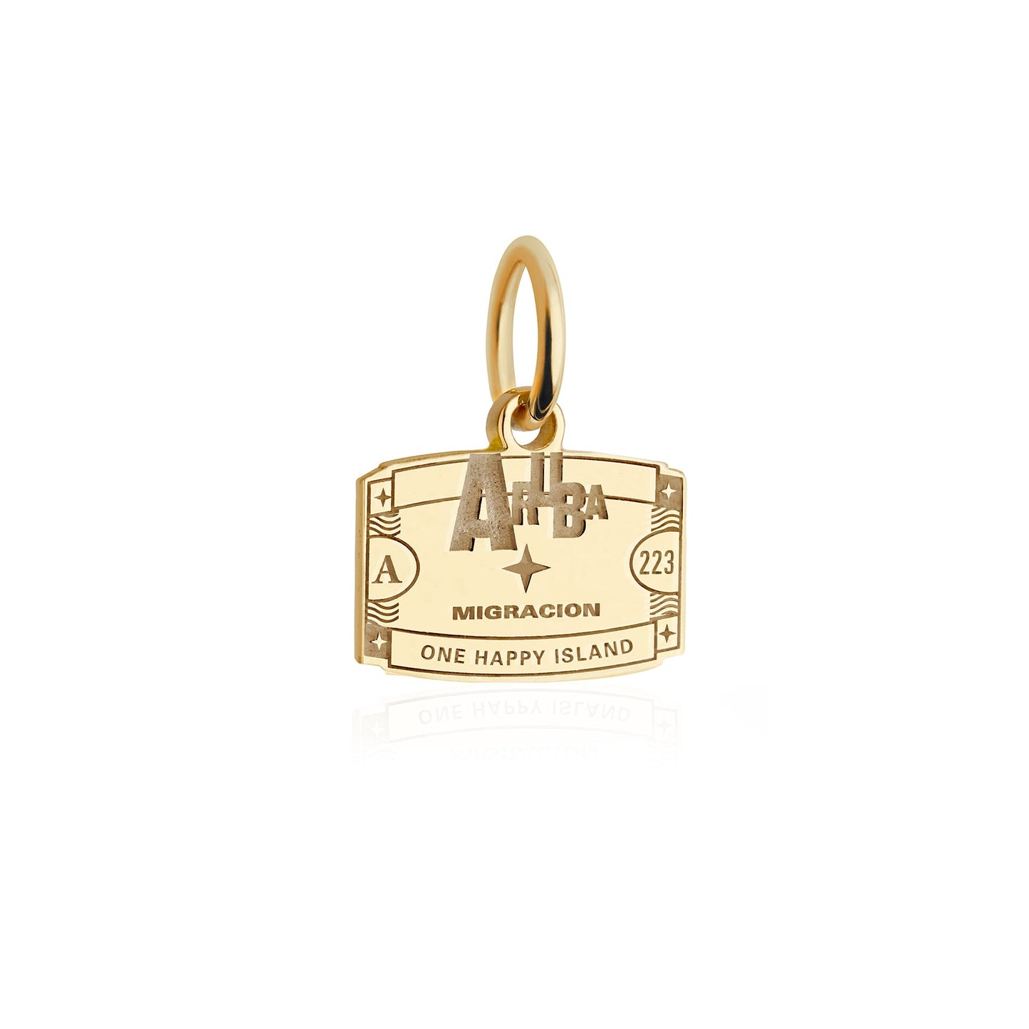 Aruba Passport Stamp Charm Mini Solid Gold