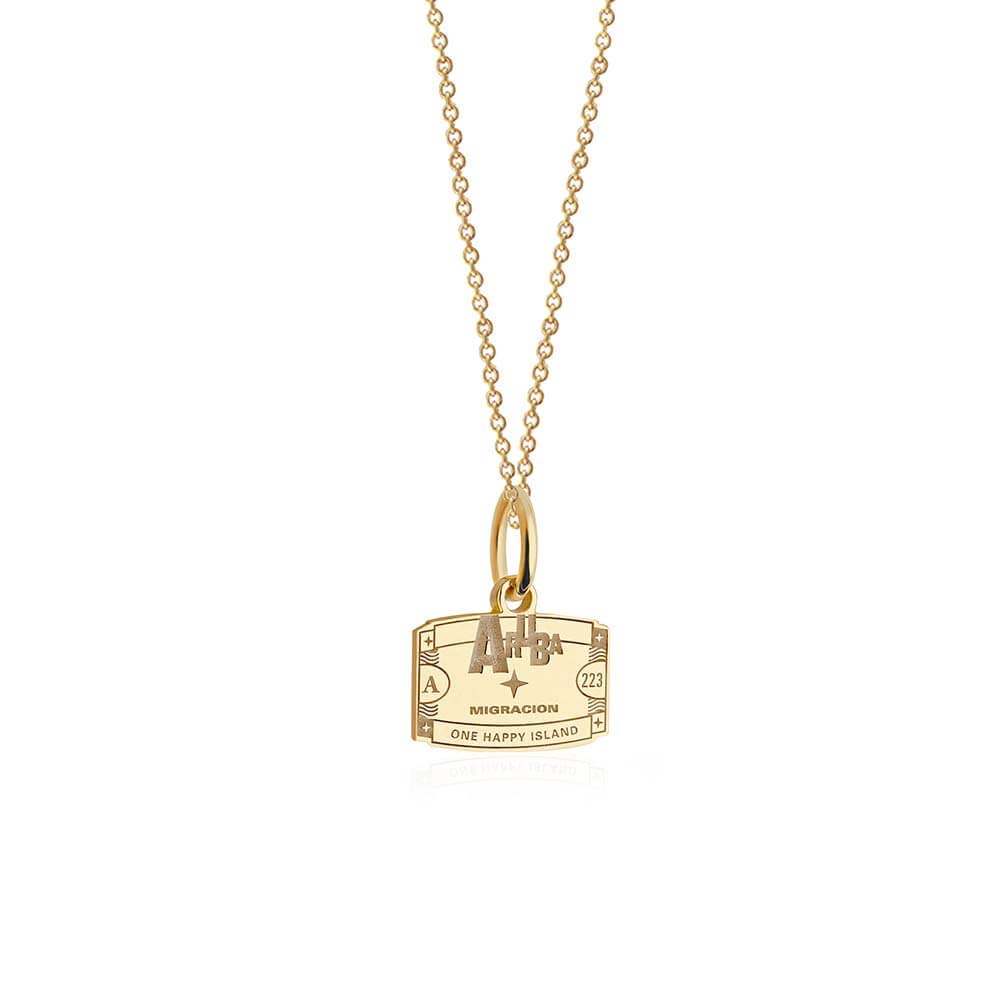Aruba Passport Stamp Charm Mini Solid Gold