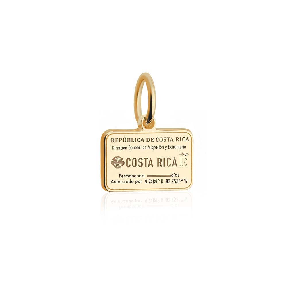 Costa Rica Passport Stamp Charm Solid Gold Mini