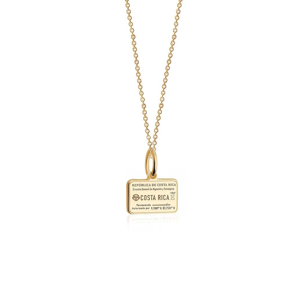 Costa Rica Passport Stamp Charm Solid Gold Mini