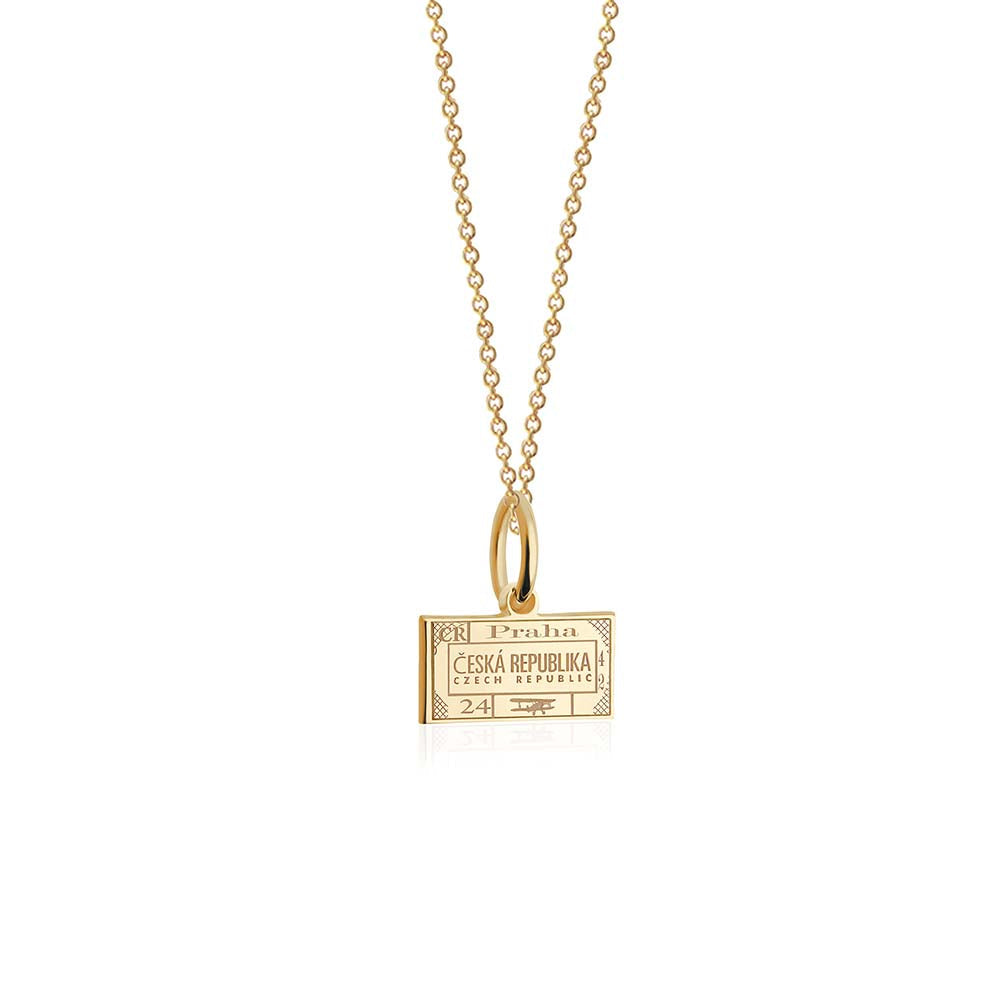 Czech Republic Passport Stamp Charm Solid Gold Mini