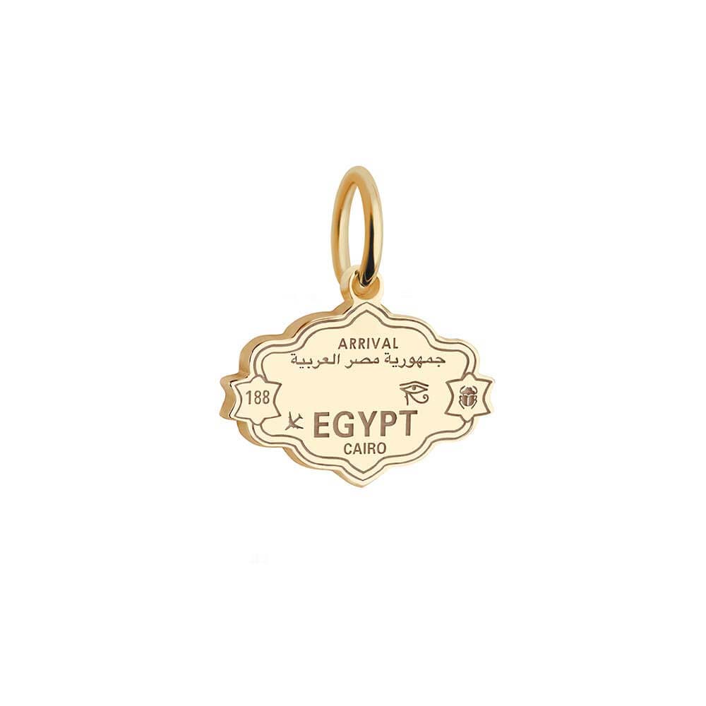 Egypt Passport Stamp Charm Mini Solid Gold