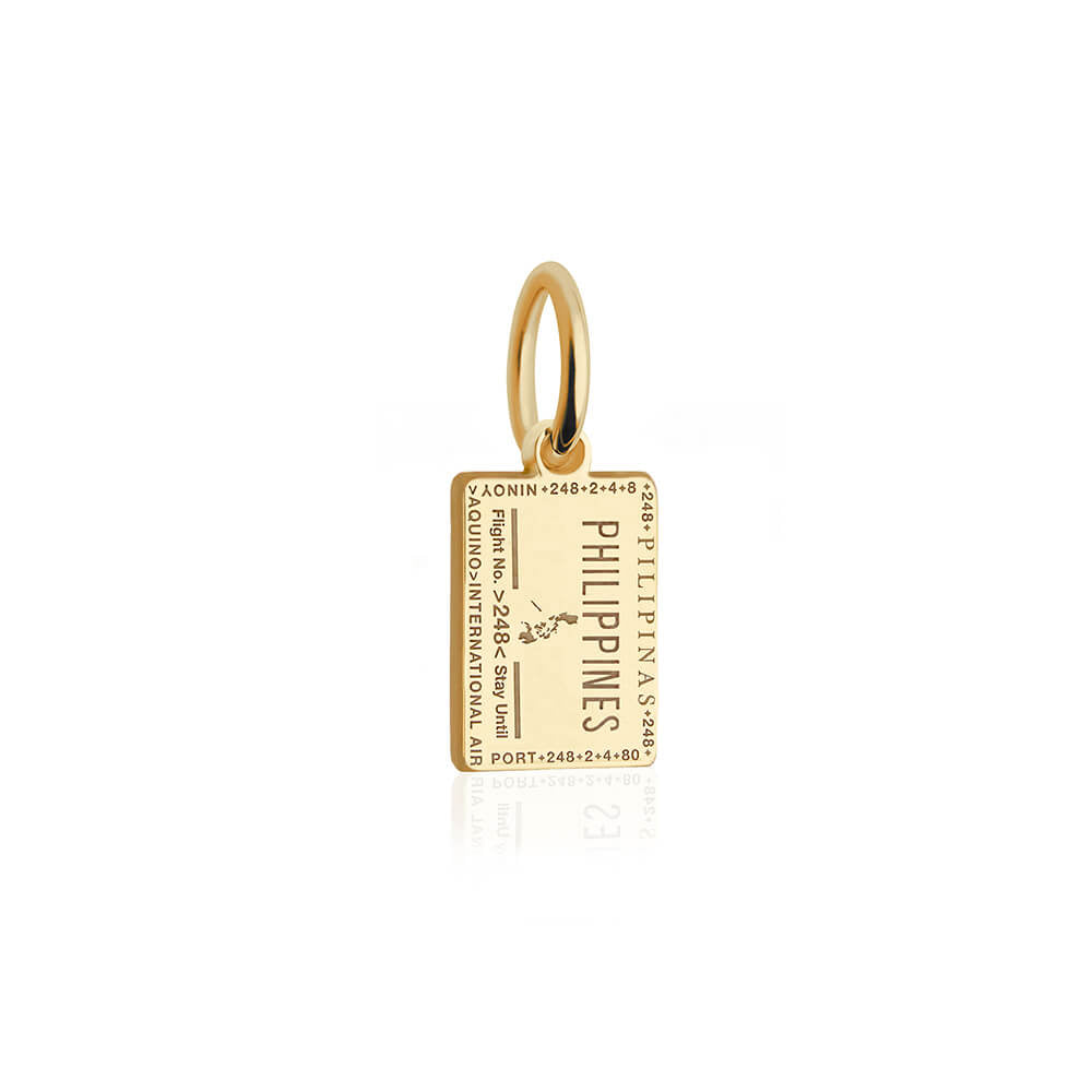 Philippines Passport Stamp Charm Solid Gold Mini