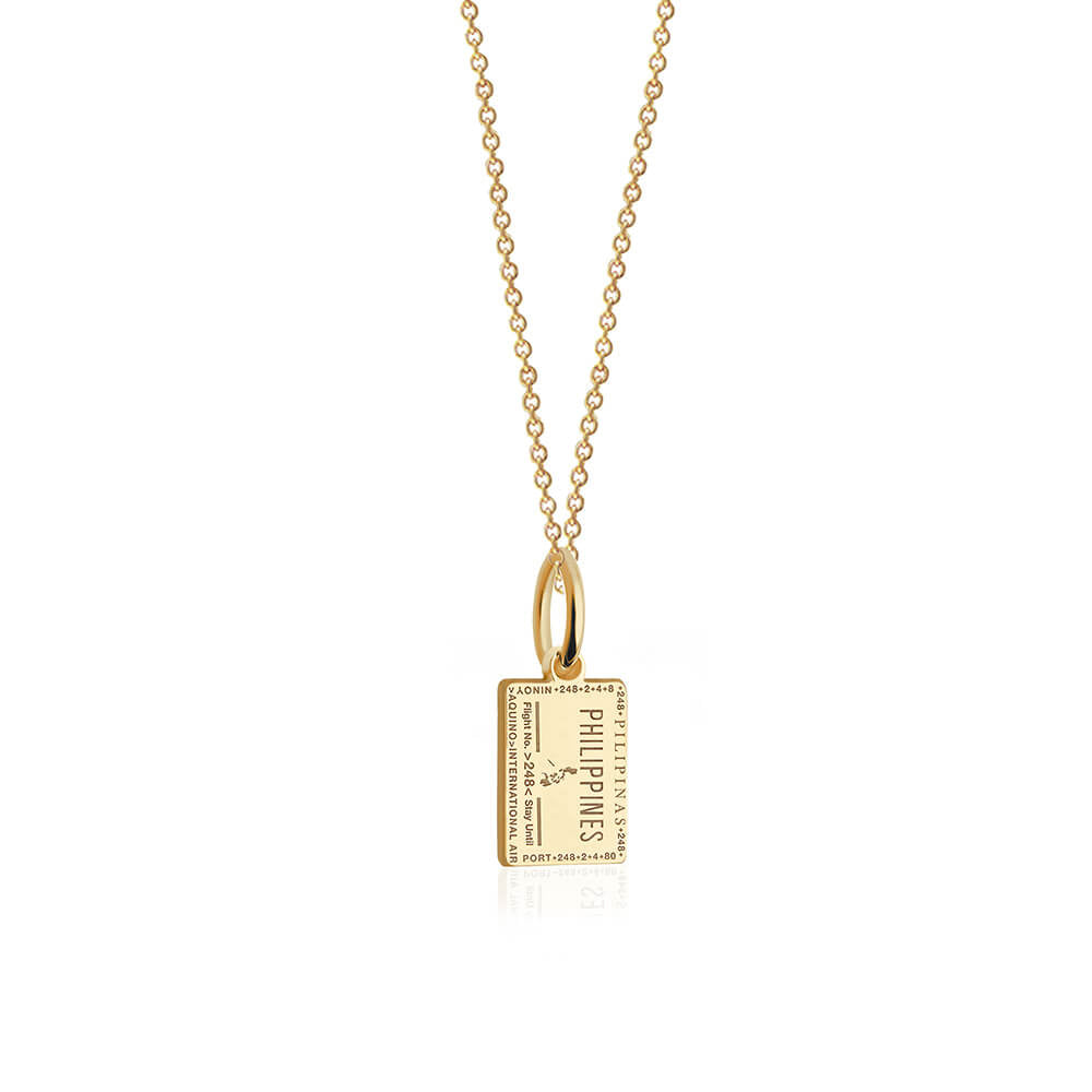 Philippines Passport Stamp Charm Solid Gold Mini