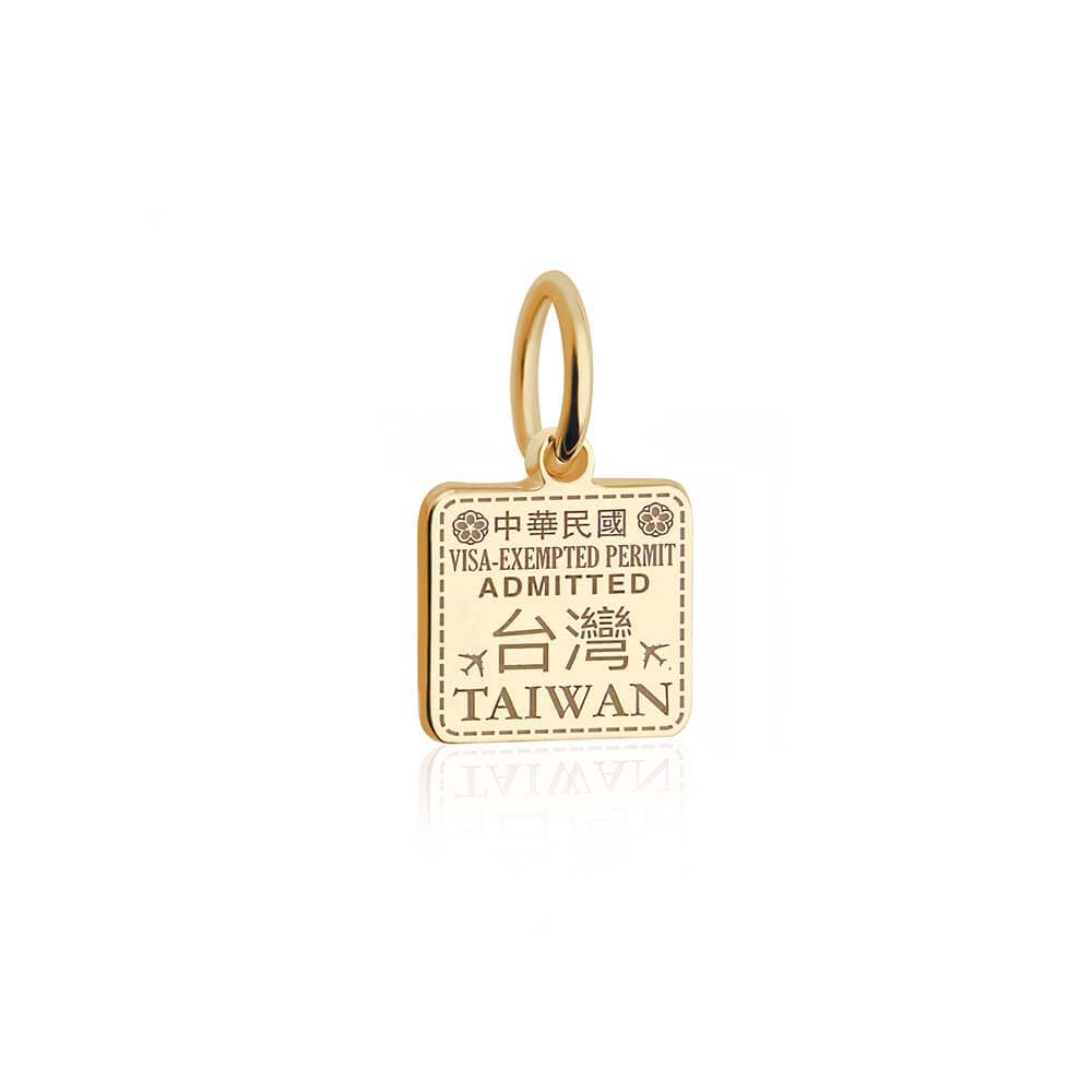 Taiwan Passport Stamp Charm Solid Gold Mini