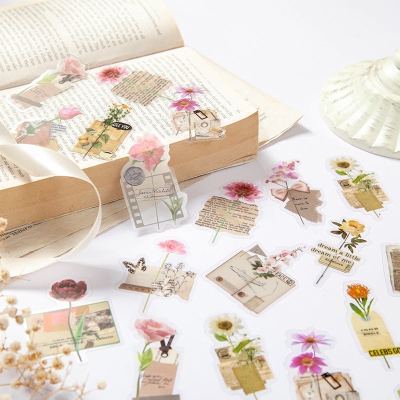 Unknow Flower Names Series Retro Flower Sticker Pack