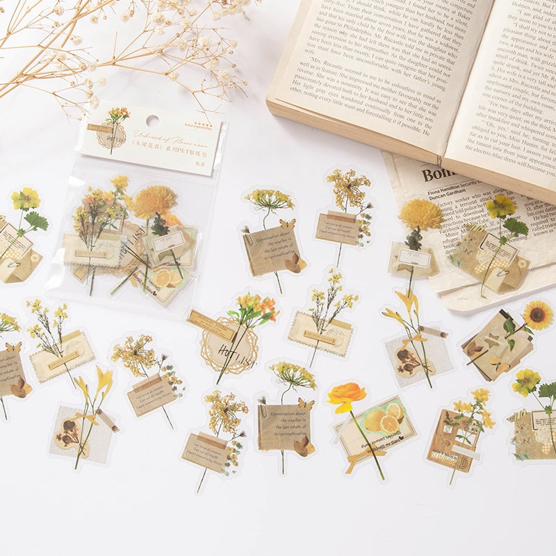 Unknow Flower Names Series Retro Flower Sticker Pack