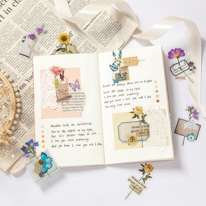 Unknow Flower Names Series Retro Flower Sticker Pack