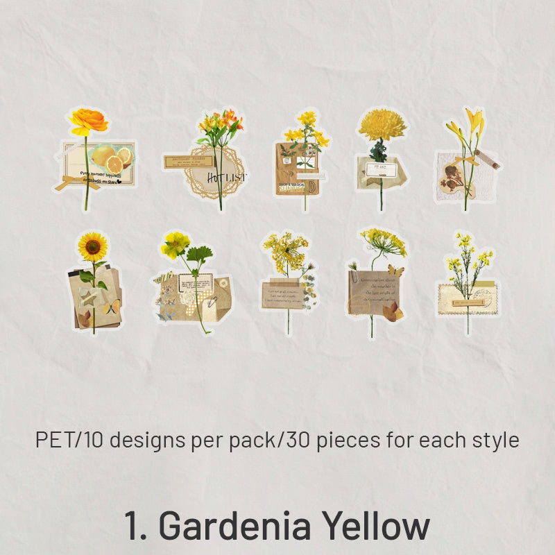 Unknow Flower Names Series Retro Flower Sticker Pack