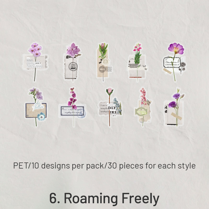 Unknow Flower Names Series Retro Flower Sticker Pack