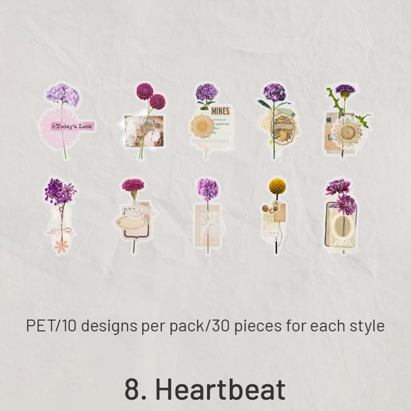 Unknow Flower Names Series Retro Flower Sticker Pack
