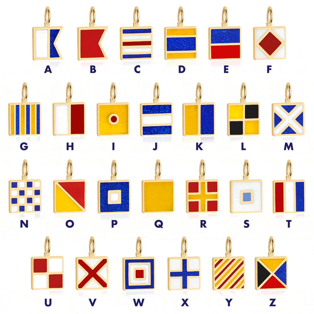 Letter Z, Nautical Flag Solid Gold Mini Charm