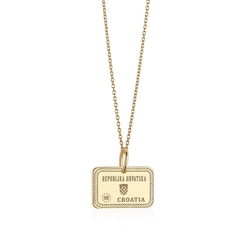 Croatia Passport Stamp Charm Solid Gold