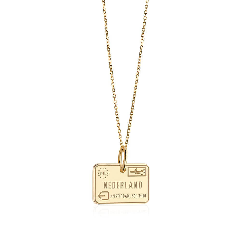 Netherlands Passport Stamp Charm Solid Gold