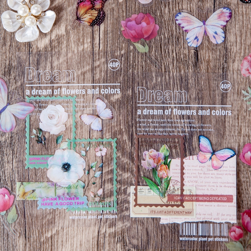 Flower Post Series Clear Transparent Plant Stamp Sticker Pack