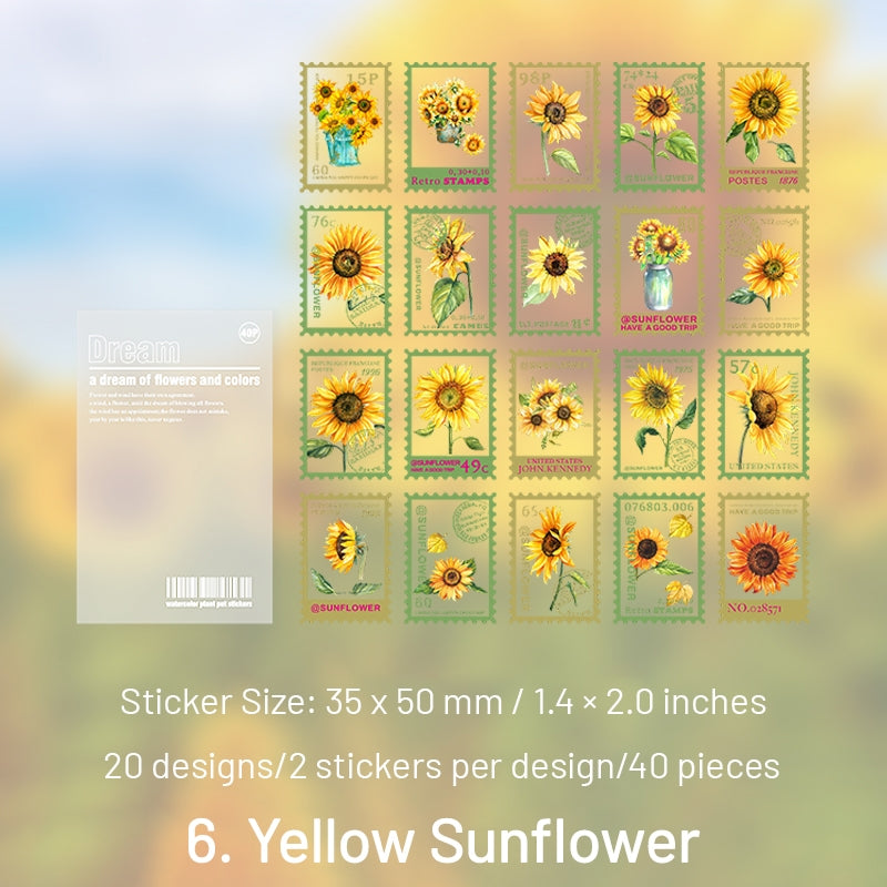Flower Post Series Clear Transparent Plant Stamp Sticker Pack