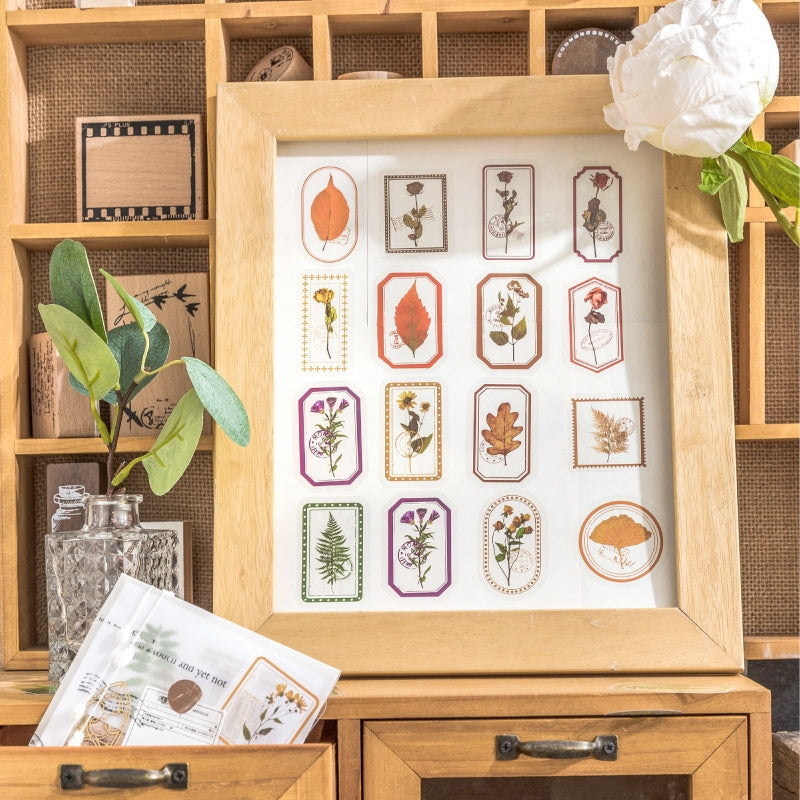 Flowers in the Fog Series Retro Plant Frame Clear Transparent Sticker Pack