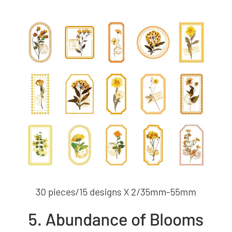 Flowers in the Fog Series Retro Plant Frame Clear Transparent Sticker Pack