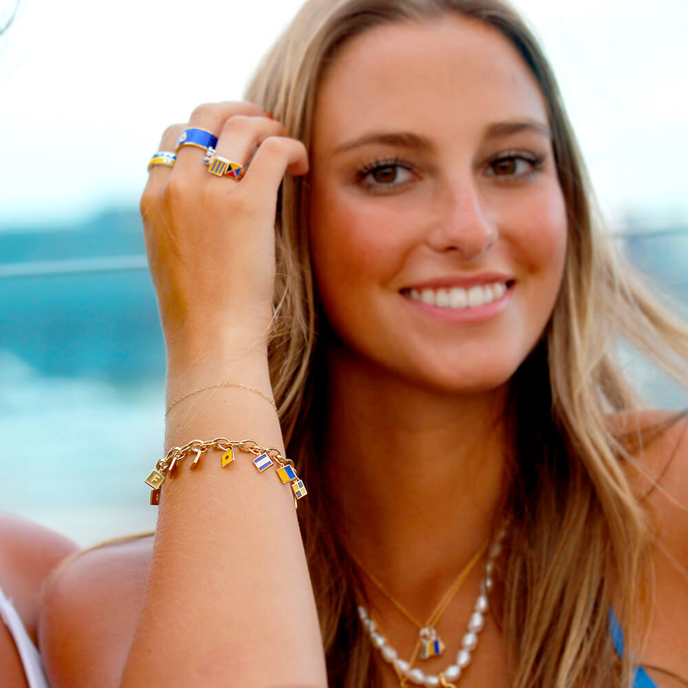 Letter Z, Nautical Flag Solid Gold Mini Charm