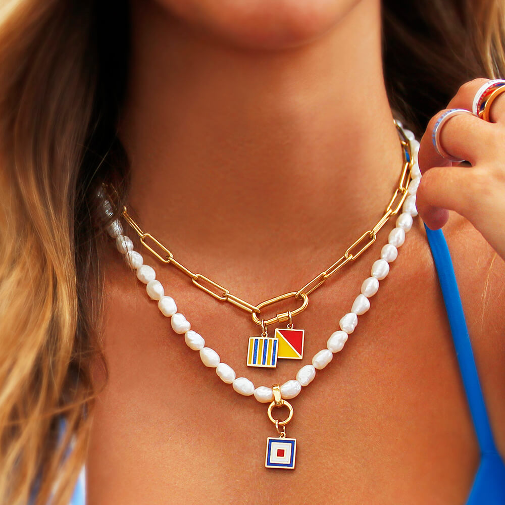 Letter Z, Nautical Flag Solid Gold Mini Charm