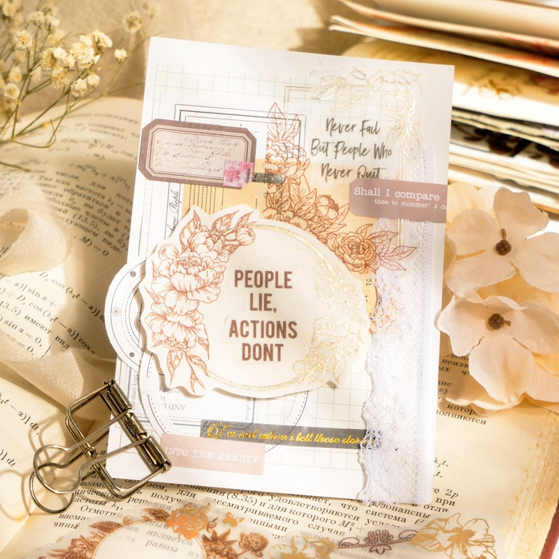 Remaining Temperature Series Vintage Plant Frame Sulfuric Acid Paper Stickers