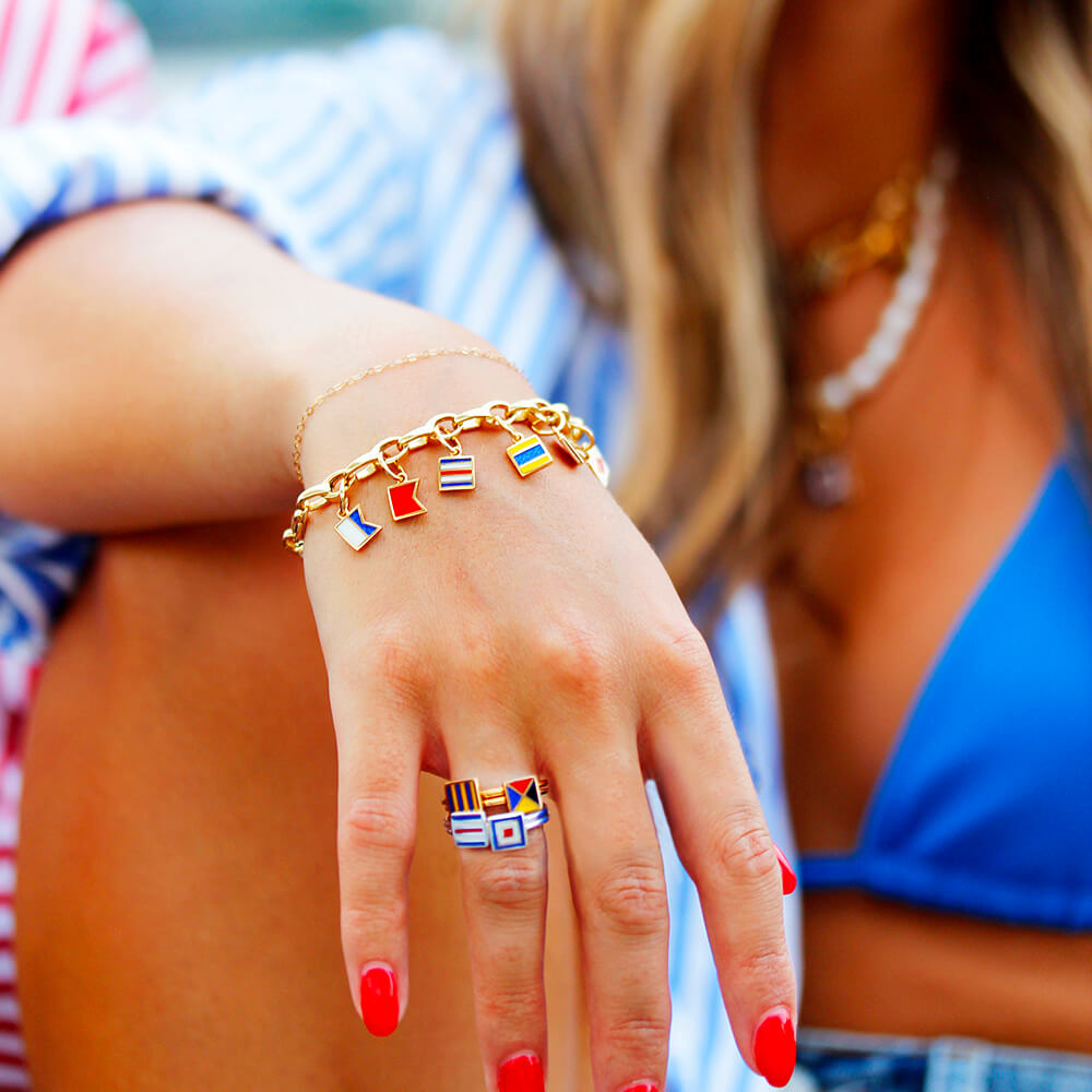 Letter Z, Nautical Flag Solid Gold Mini Charm