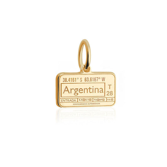 Argentina Passport Stamp Charm Mini Solid Gold