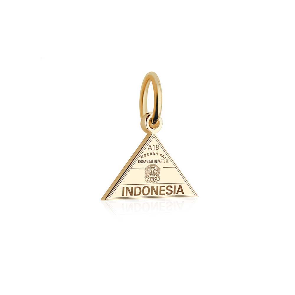Indonesia Passport Stamp Charm Solid Gold Mini