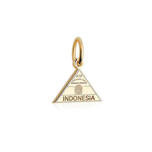 Indonesia Passport Stamp Charm Solid Gold Mini