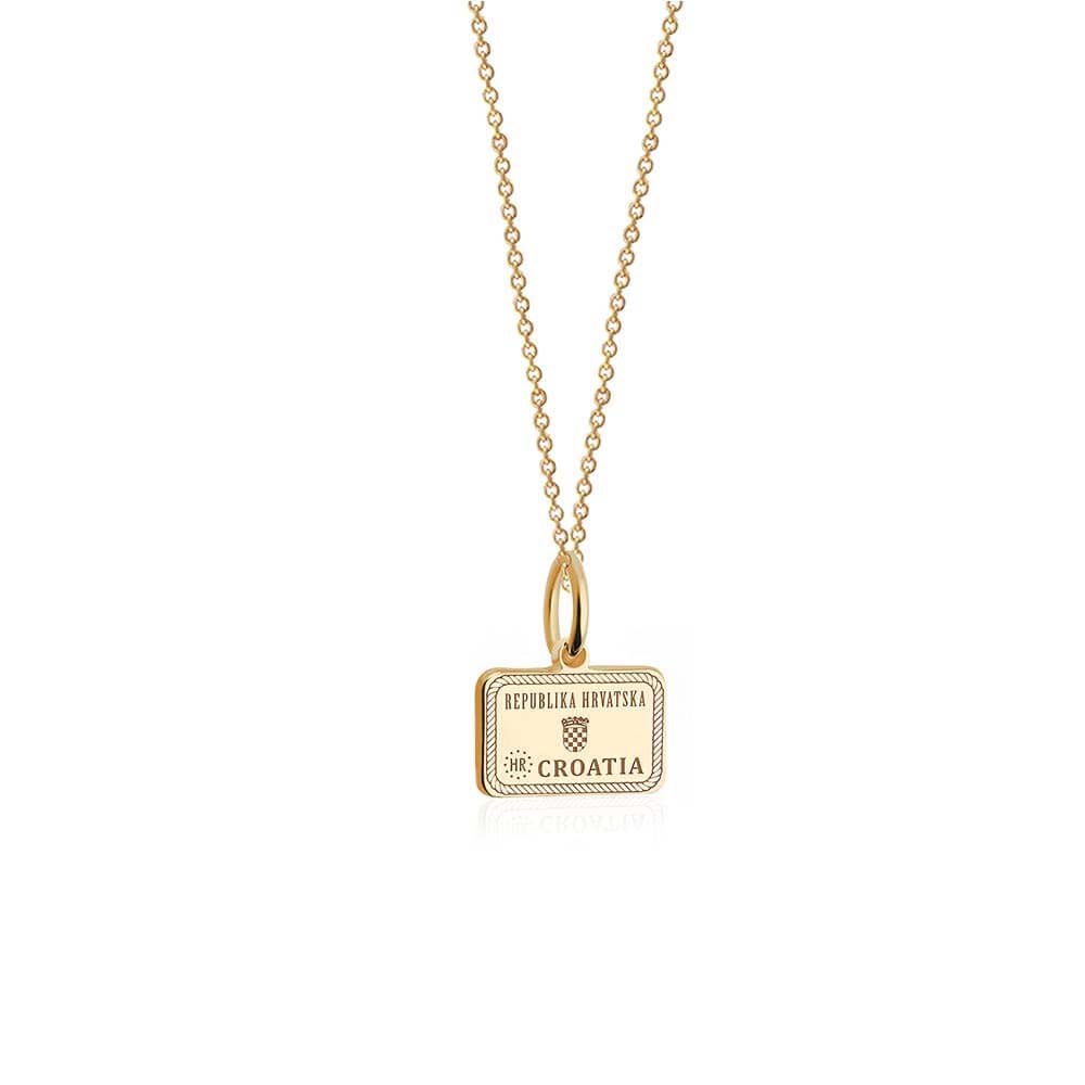 Croatia Passport Stamp Charm Solid Gold Mini