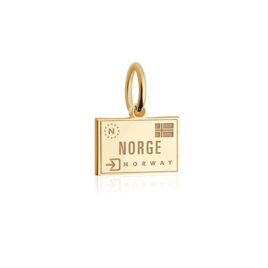 Norway Passport Stamp Charm Solid Gold Mini